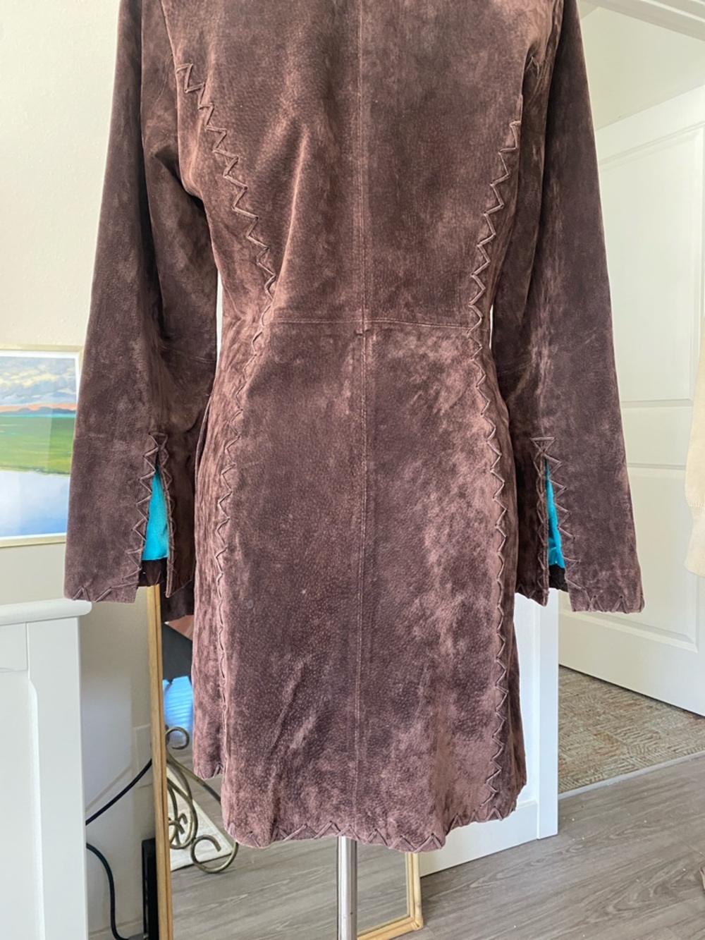Vintage Y2K Saguaro Whipstitch Leather Coat - Picture 9 of 15